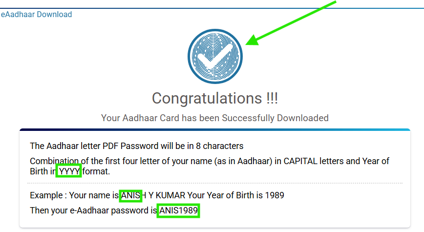 Aadhaar download step 3